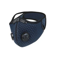 Cycling Sport Navy Face Mask Reusable Dual Valve W/ FREE PM2.5 Carbon Filter