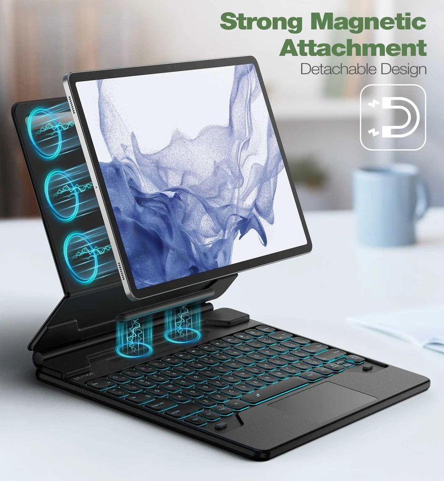 DEXNOR for Samsung Galaxy Tab S10+ Plus/S9+/S9 FE+/S8+/S7+/S7 FE Keyboard Case - Image 3 of 4