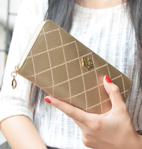 Women Crown Long Wallets Leather Clutch Purse Zipper Organizer Card Holder Purse - Picture 18 of 22