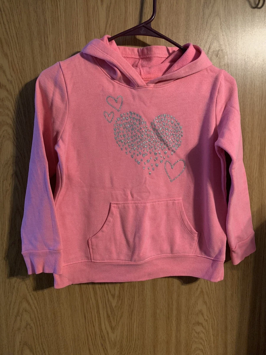 Girls Cat and Jack Pink Pullover Hoodie With Hearts Size M 7 8 eBay