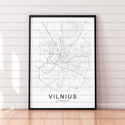 Vilnius ungerahmte Karte Poster Druck Vilnius Litauen Landkarte Druck ungerahmtes Poster