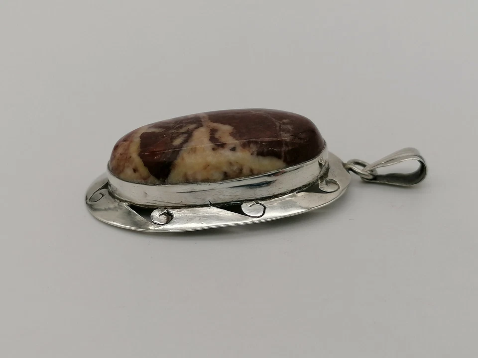 ciondolo grande da donna diaspro rosso e argento 925 gioiello pendaglio - Immagine 3 di 4