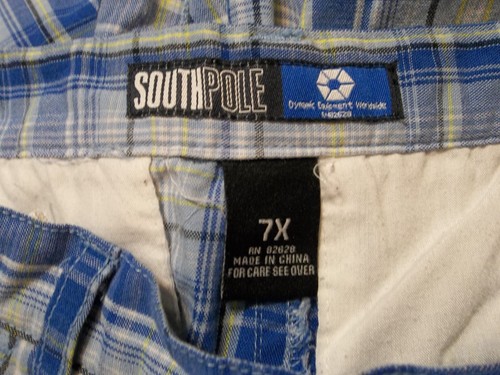 South Pole Shorts Boys 7x Blue White Plaid Pockets - Picture 4 of 4