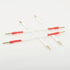 4PCS 15CM OCC Silver Plated Hi-Fi Jumper Cables Audio Speaker Cord for Amplifier