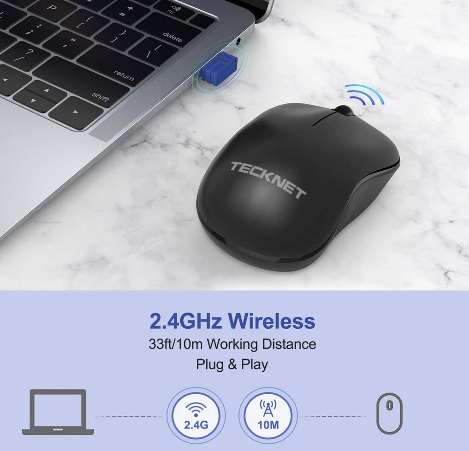 TeckNet 2.4G Omni Small Portable Wireless Optical Mouse with USB Nano Ewm01233 - Image 2 of 4