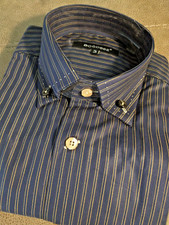NWT Bogosse men's size 3 Medium Long sleeve button down Shirt Striped double poc