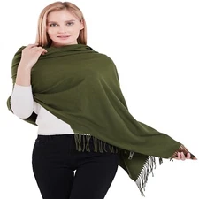 Dark Green Thick Solid Color Cotton Blend Shawl Stole Pashmina CJ Apparel *NEW*