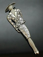 ELEGANT VINTAGE ART DECO STYLE TEXTURED STERLING SILVER ELONGATED BROOCH PIN