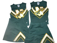 Twin 2 Matching Cheerleader Uniform Outfit Costumes Child 28" Top 21 Skirt Green