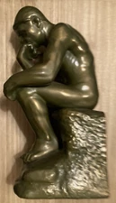 Jennings Brothers Bookend THE THINKER marked JB 2176 Bronze Coated cast Iron