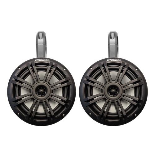 Kicker 6.5" 150W Marine LED Black Speakers w/Black Single Speaker Pods (Pair)