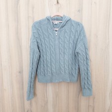 Happily Grey Womens Lounge Set M Sage Green Cable Knit Hoodie Wide Leg Pants