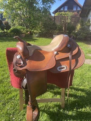 Westernsattel Billy Cook Reiner Punziert Honigfarben Top Zustand Western