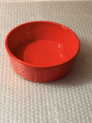 Bauer Pottery dog bow Ceramic Weighty Non Toxic Orange 7.5 Inch Diameter Pet