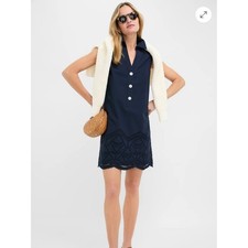 TUCKERNUCK Navy Eyelet Sleeveless Collier A-Line Dress Women's SZ Medium