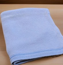 Vintage Gerber Waffle Weave Baby Blanket Blue 100 Cotton Made In The USA