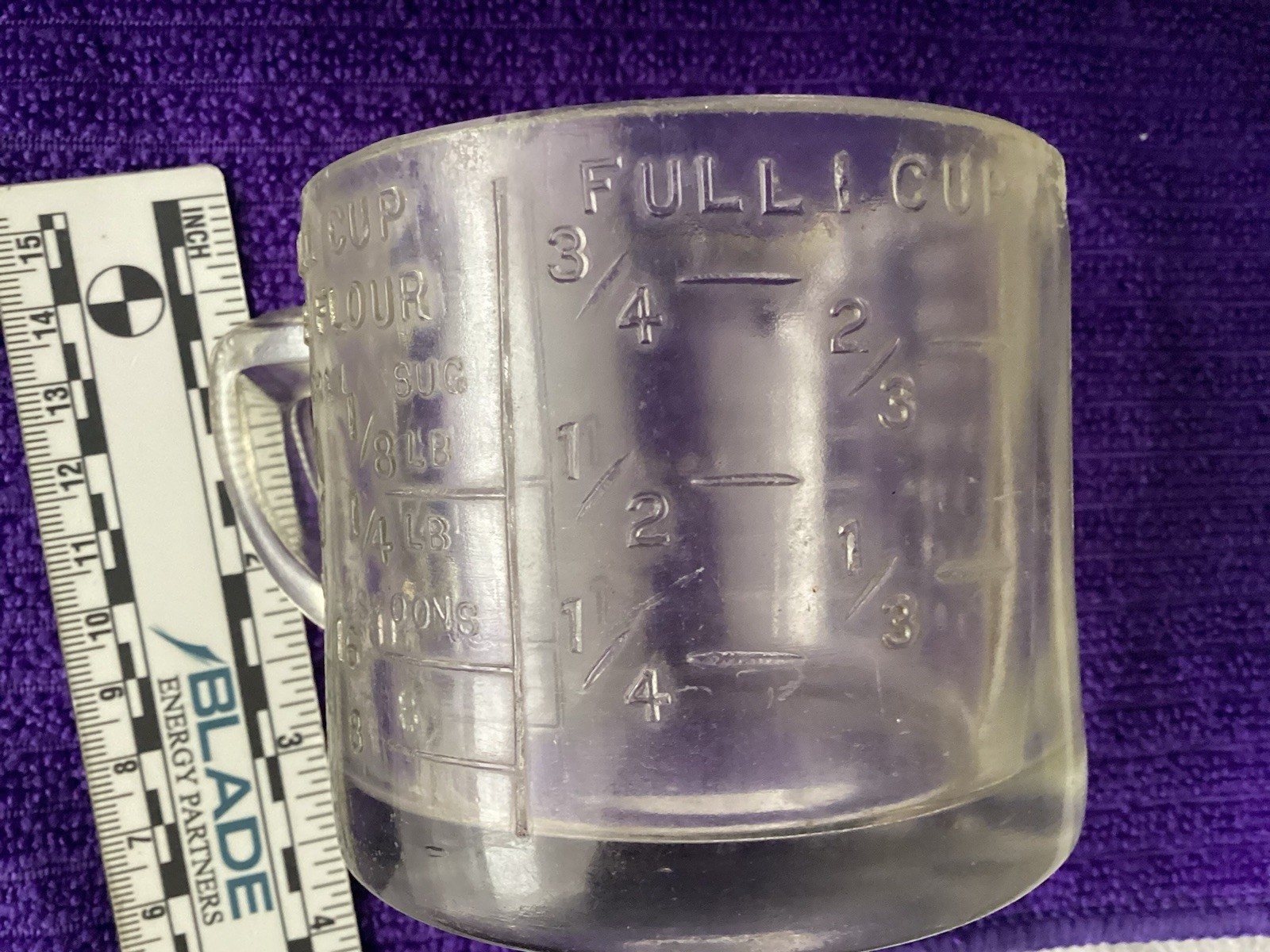 Vtg Heavy Glass Dry Measuring Cup No Maker Mark Multiple Measuring Scales