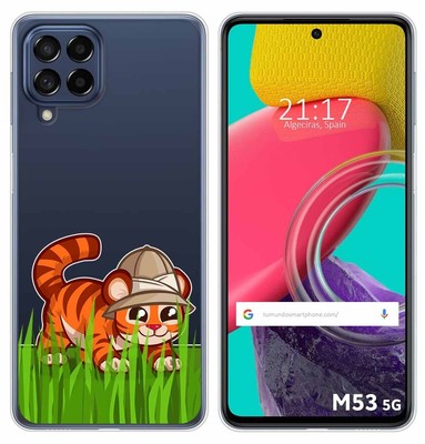 Hülle Silikon Transparent für Samsung Galaxy M53 5G Design Tiger Muster