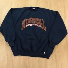RUSSELL ATHLETIC spellout logo v stitch sweatshirt 2XL XXL vtg 90s usa made 