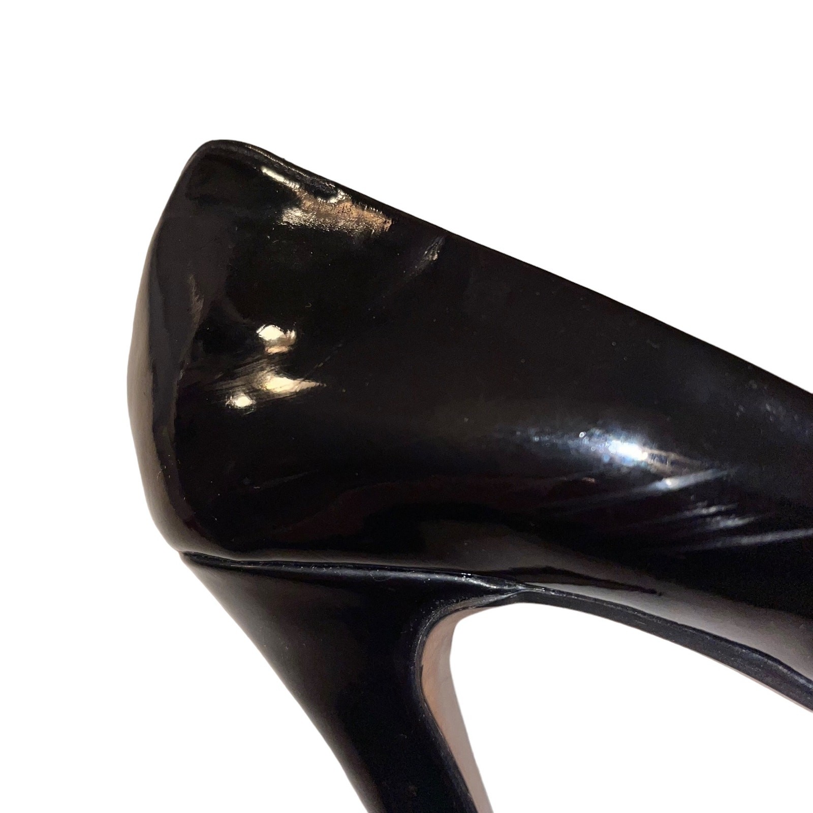 Zara Basic Black Patent Leather Platform Heels Si… - image 5