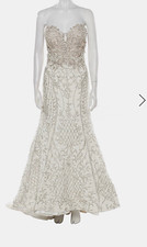 Stephen Yearick Strapless Sweetheart Mermaid Trumpet Beaded Train Gown 6