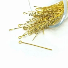 35mm, 21g, Gold Plated Eye Pins - US Seller