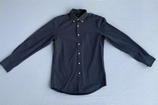 Uniqlo Shirt Mens XS Navy Polka Dot Button Down Long Sleeve 100% Cotton Dress