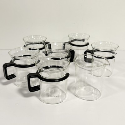 Vintage Bodum Bistro Tea Cups & Creamer Picard Star Trek TNG Prop Glass Mug Lot