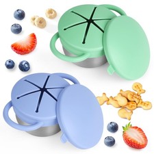 2 Pack Snack Cups for Toddlers Spill Proof - Detachable Stainless Steel Toddl...