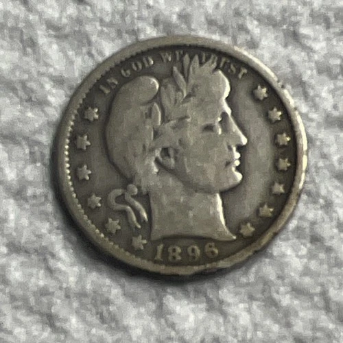 1896 O-Barber Quarter 1896 25C US Coin Circulated Uncertified