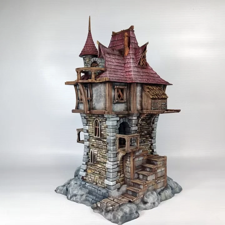 Tabletop Gelände Gebäude Großer Fantasy Magierturm D&D RPG Diorama Unbemalt