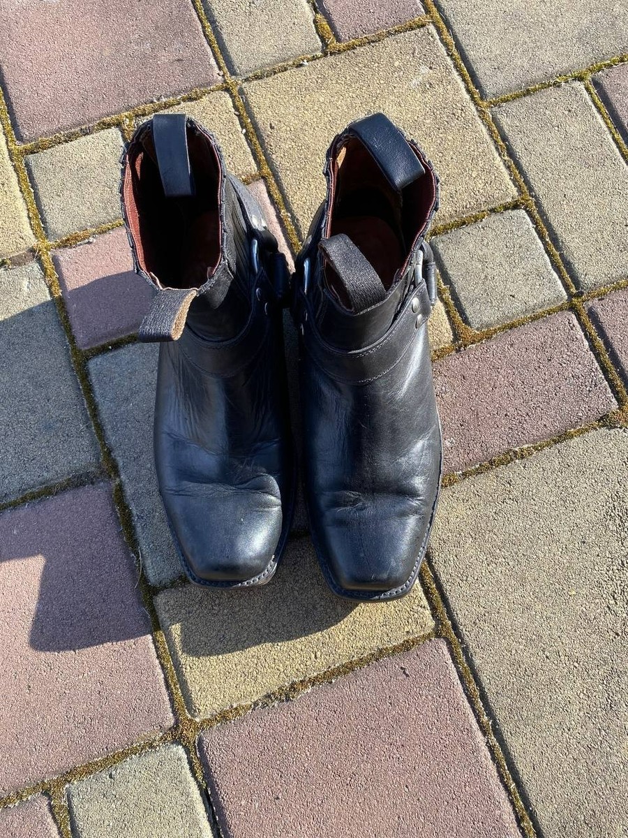Vintage Real Leather Biker Boots Men Metal Black Avant-Garde AS98