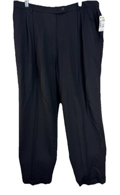 VTG Talbots Pants Womens 20W Black Wool Pleated Cuffs Elastic Waist USA Made NEW