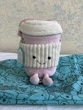 Jellycat Amuseable Pink Coffee To Go Bag Plush Crossbody Purse NWT A4COFPB Rare
