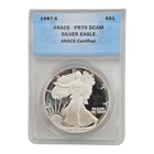 1987 S Proof American Silver Eagle Dollar Coin Anacs Ms70 Certified Bullion Coin