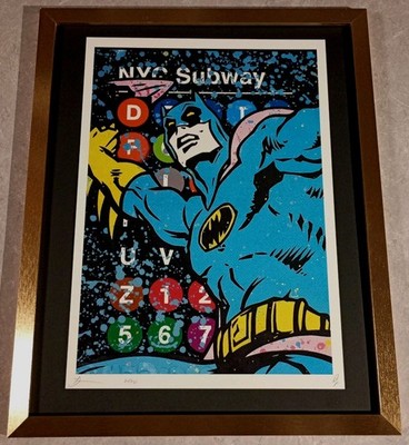 DEATH NYC ltd ed signed FRAMED comic art print 45x32cm Batman NY subway map COA