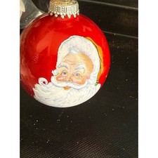 Vintage Red Glass Santa Claus Christmas Ball Ornament Traditional Holiday Decor