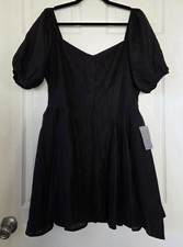 LUSH Black Button Front Dress Short Puff Sleeves Whimsy Goth Women's Size XL NWT