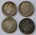 Lot Of Four 1907 Silver Barber Dimes