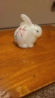 Vintage Fenton White Rainbow Iridescent Hand Painted Bunny Artist Signed
