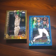 Title 2025 Topps Chrome Dylan Cease Gold 42/50 & Tyler Locklear RC Blue 94/150
