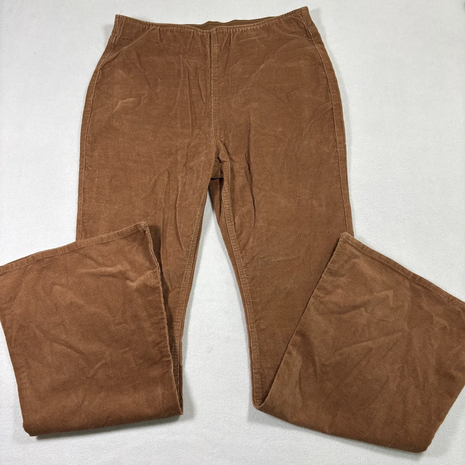 Pantalones de pana marrón de tiro alto elásticos suaves vintage L 11-13 para mujer Y2K Foto 2 de 4