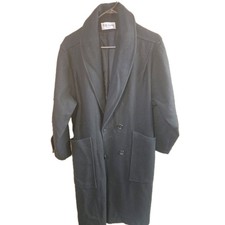 VTG Britanny Originals Wool Overcoat Mens Large Black Shawl Collar Made in USA