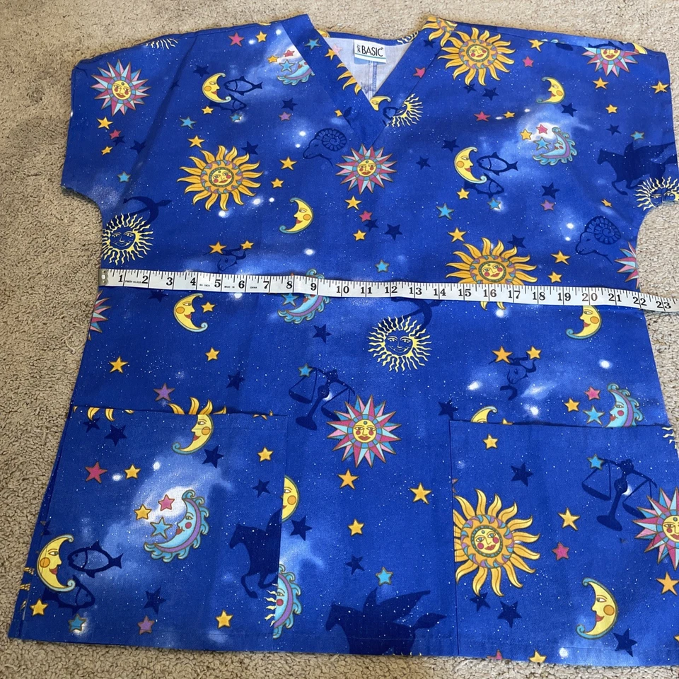 2 Simply Basic Scrub Tops Women's M Bears Colorful Bees Astrological Medical - Image 4 of 4