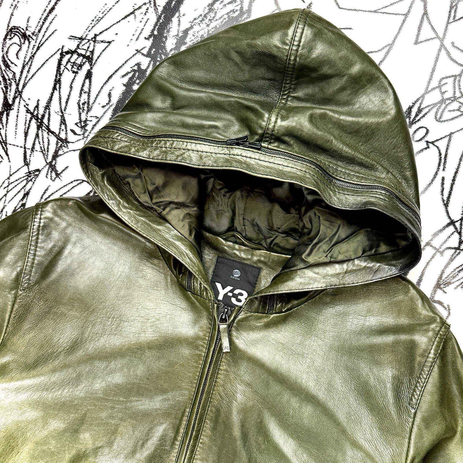 y-3 by yohji yamamoto a/w 2008 double hood leather jacket image 3