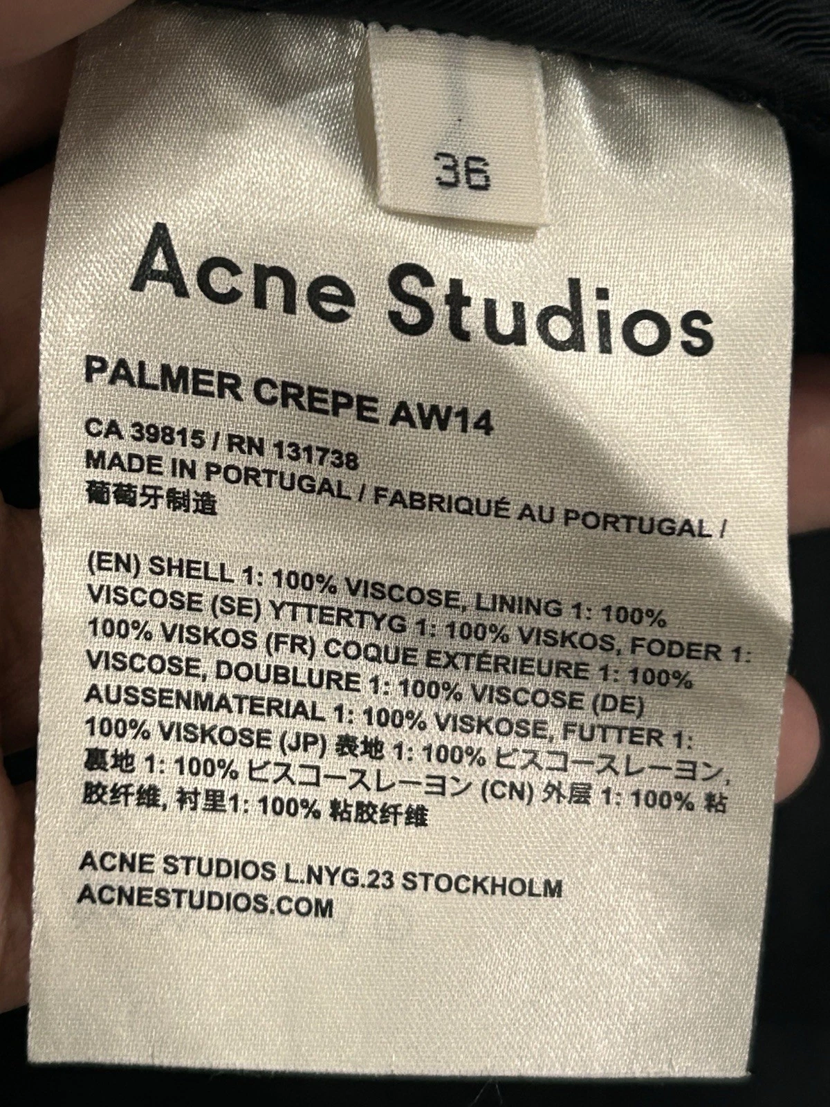 Abito nero Acne Studios Regno Unito S 8