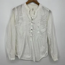H&M LOGG Blouse Women's Size 4 White Long Sleeve 1/2 Button New NWT