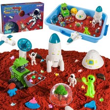 Outer Space Sensory Bin,Play Sand Kit for Boys with 2.2lbs Sand,Glow in The D...
