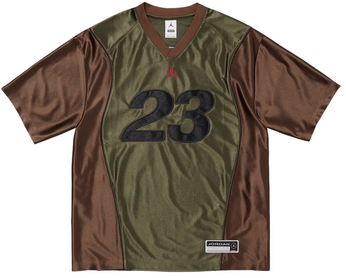 3XL   Maillot d'échauffement Supreme x Jordan 'Olive/Marron (Neuf avec étiquette)