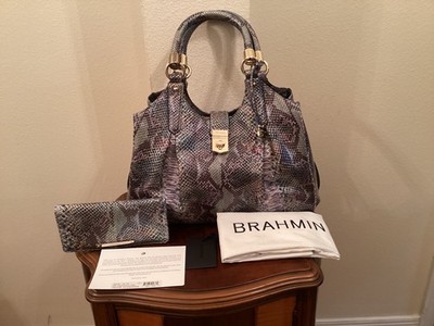 NWT Brahmin Elisa Moonstone Seville Bag Genuine Leather & Matching Ady Wallet